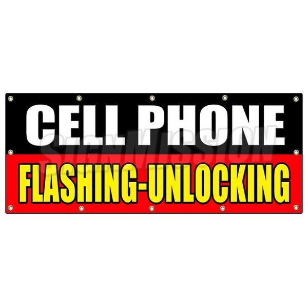CELL PHONE FLASHING UNLOCKING BANNER SIGN full partial operating